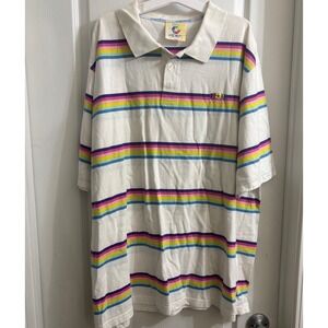 Southpole Mens XXL Multi Color Pride Rainbow Striped Polo Shirt Streetwear
